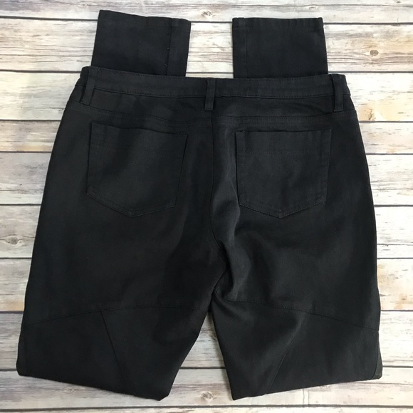 HAUTE HIPPIE BLACK SKINNY JEANS W/ LEATHER PANEL - Picture 7 of 8